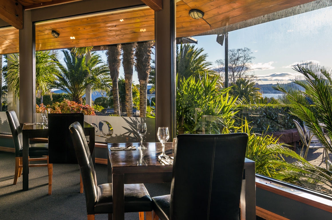 enjoy lovely views over the hills while you dine in